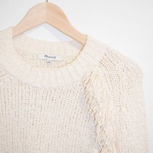 Madewell Cream Loop Fringe Sweater